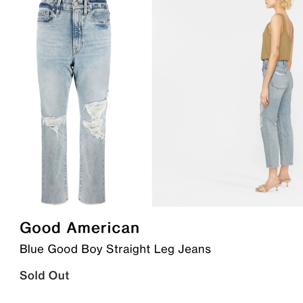 Good American Straight Leg Distressed Jeans. Size 4. NWT